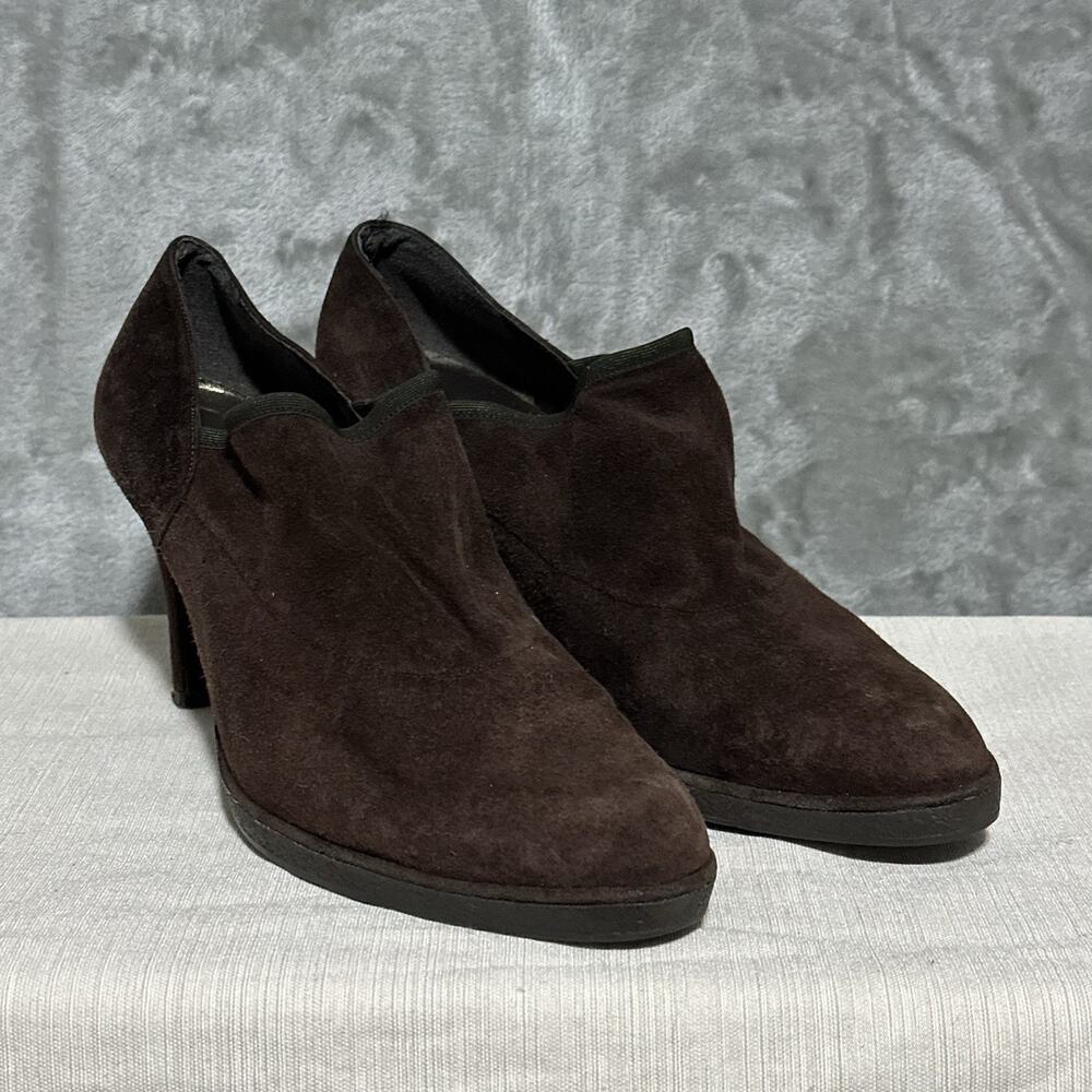 Stuart Weitzman Suede Slip On Pumps‎ Womens Sz 8 Brown Comfort Officecore Career